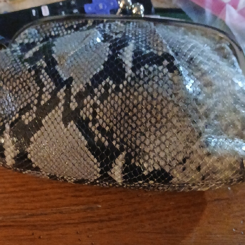 Coach Python Snakeskin Embossed Kisslock Wristlet… - image 2